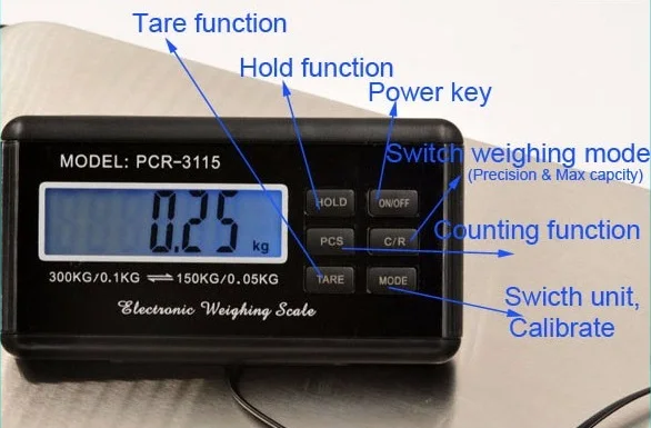 300kg Portable Electronic Balance Digital Postal Scale LCD Floor Weighing Scale Stainless Steel Platform