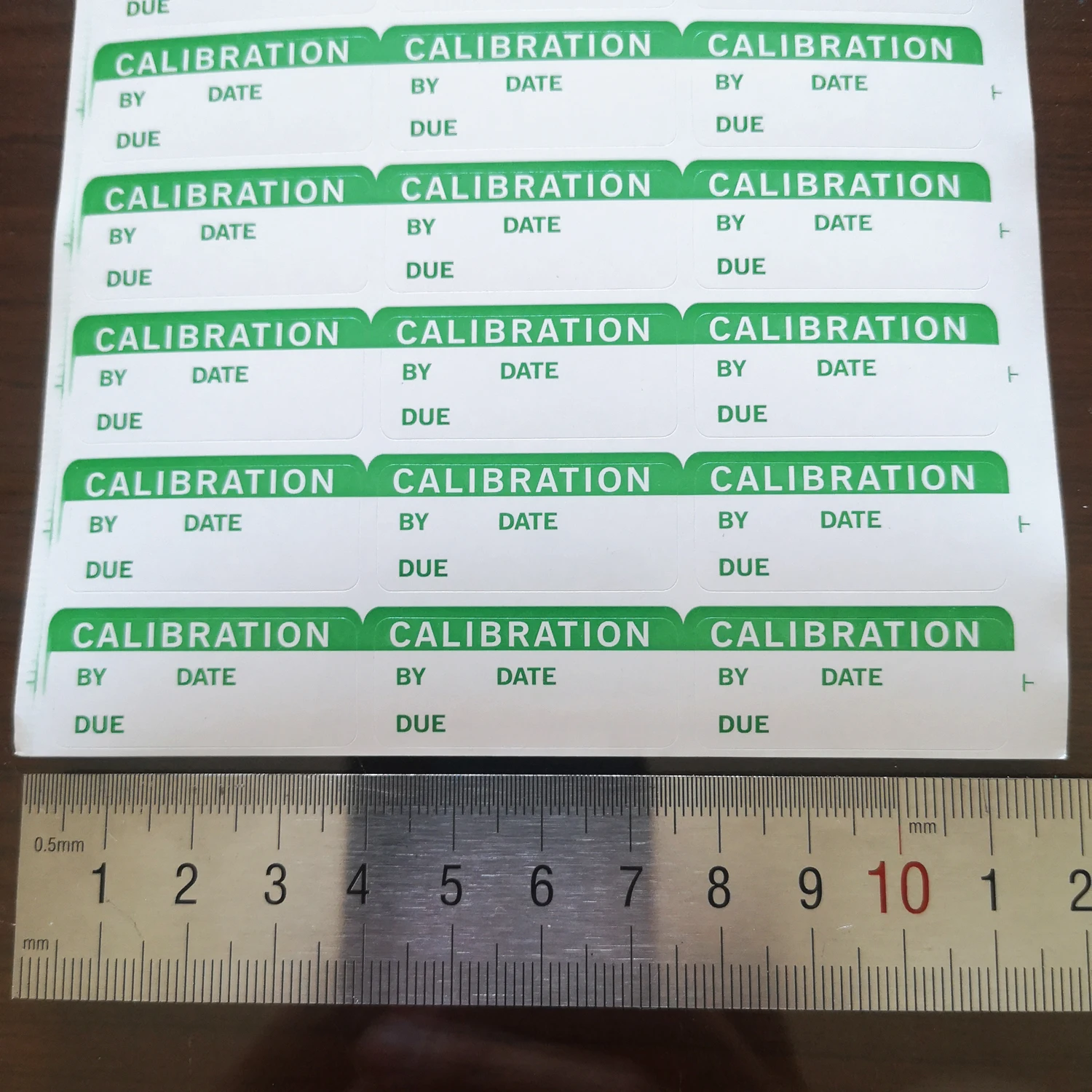 CALIBRATION BY DATE DUE TESTED INITIALS Inspection Record Label Writable Paper Sticker Office Factory Product Audit Check Tag