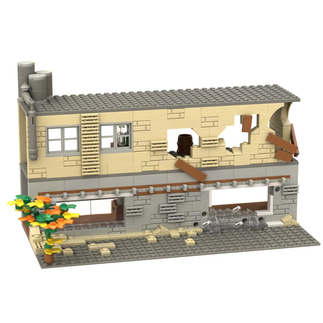 WW2 Dilapidated House Military City Soldiers Mini Action Figures Constructor MOC Architecture Building Bricks Army Blocks Toys