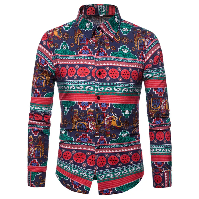 

Long sleeve Lapel man Shirt Self-cultivation Youth casual clothes fashion Cardigan Broken flowers men shirt 2019 Autumn