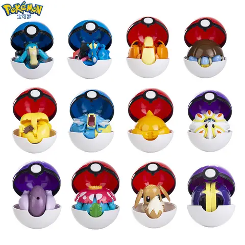 Nieuwe Pokemon Figuren Echte Originele Doos Pikachu Charizard Greninja Pocket Monster Pokeball Action Vervorming Model Speelgoed Gift