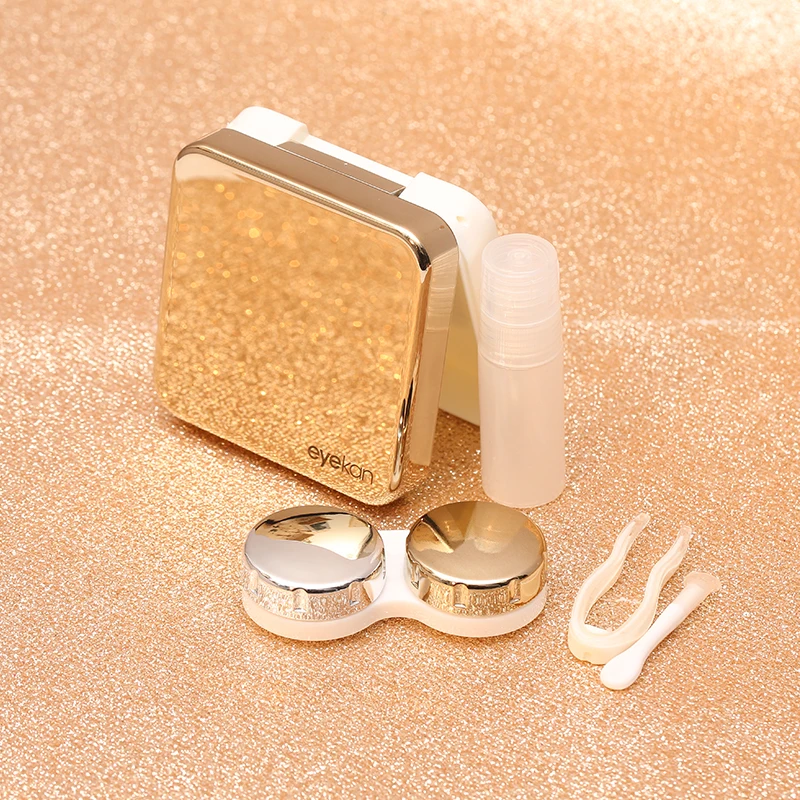 

New mirror square Contact Lens Case With Mirror Cosmetic contact box slim Contact lens travel case can as gift