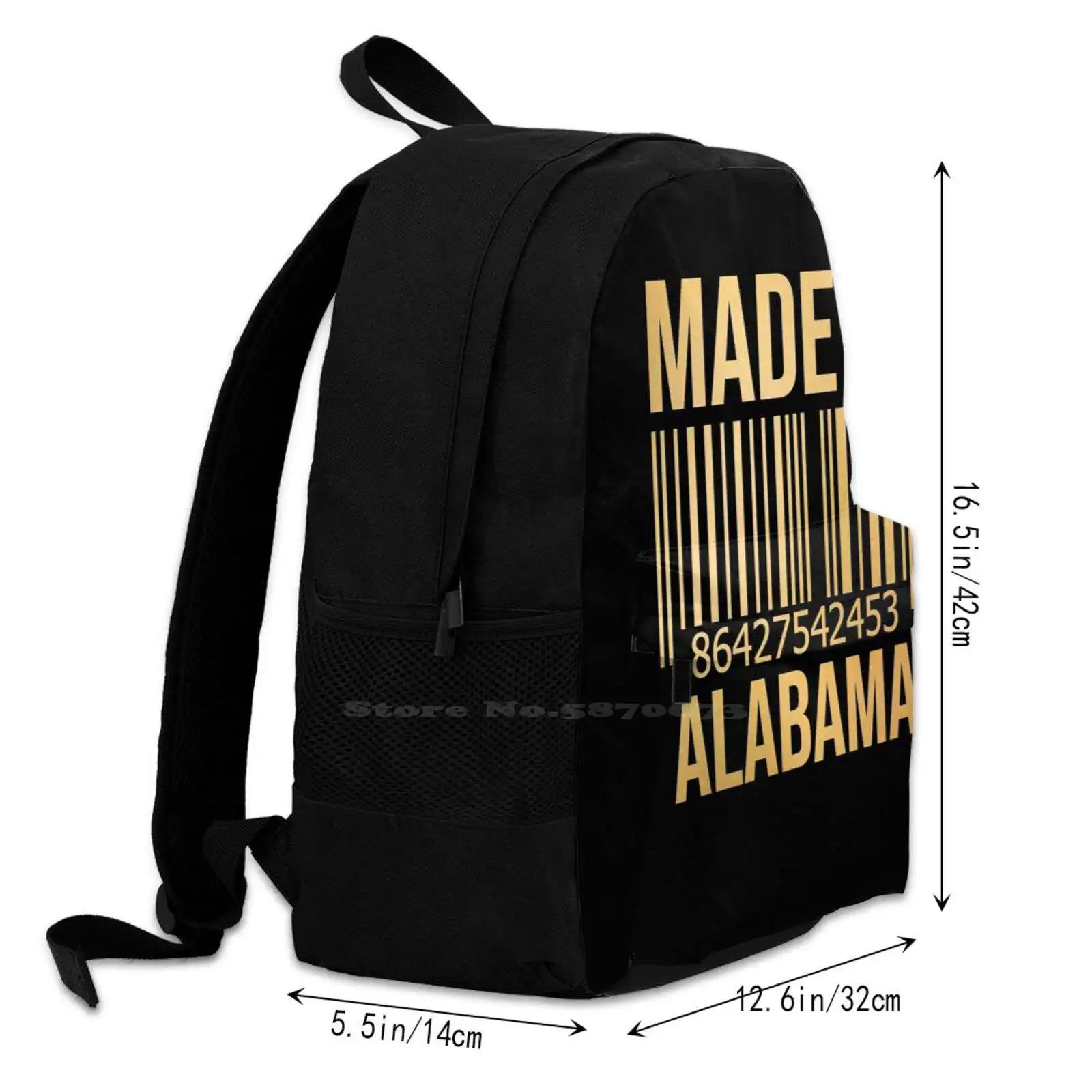 Made In Alabama In Gold Fashion Pattern Design Travel Laptop School Backpack Bag Alabama State Alabama Flag Alabama Map Alabama