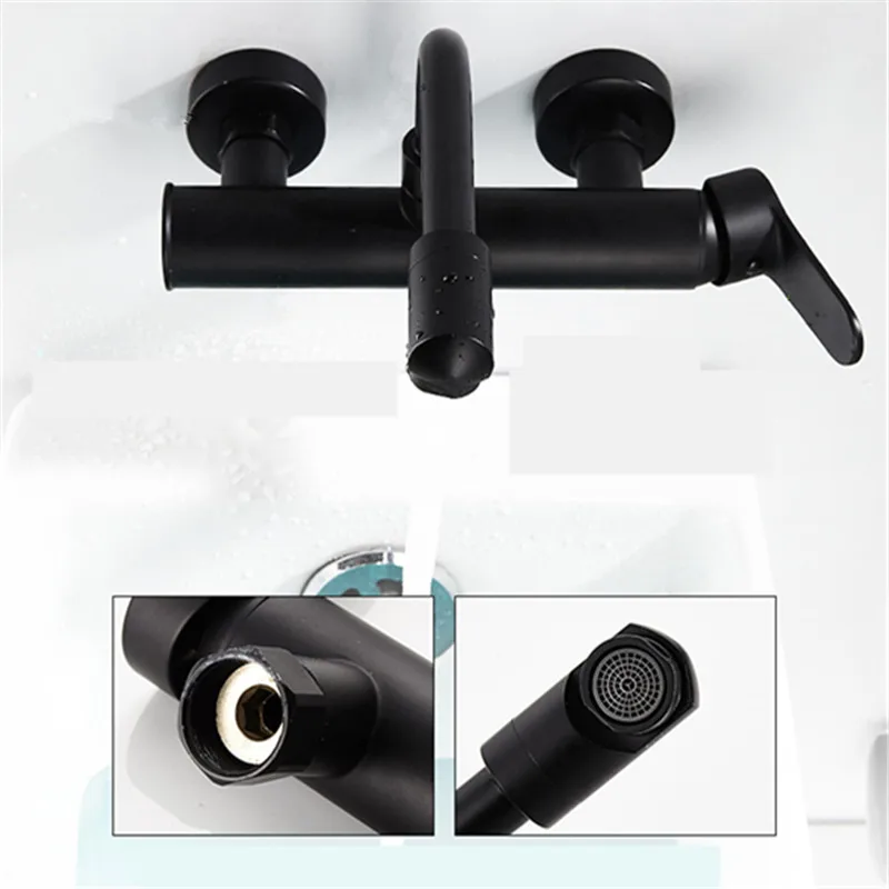 Kitchen Faucet Black/Silver Brass 360 Rotate Nozzle Tap Single Handle Bathroom Fold-able Faucet Cold Hot Water Sink Mixer Taps