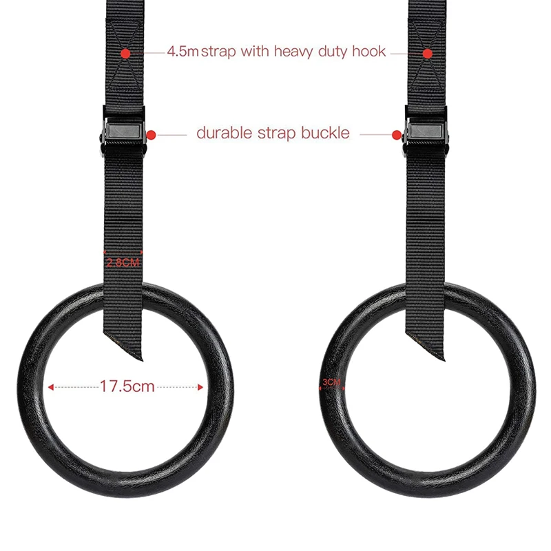 Portable 28mm Fitness Gymnastic Rings With Adjustable Buckles Straps For Indoor Gym Pull-up Shoulder Strength Training Equipment