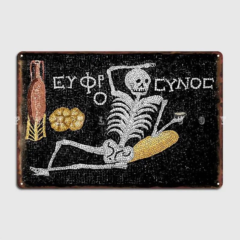 Be Cheerful Enjoy Your Life Ancient Greek Mosaic Metal Sign Poster Cinema Garage Living Room Designing Tin Sign Poster