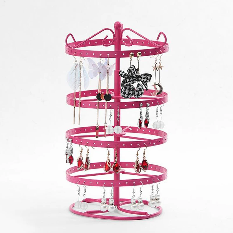 Hot Sale Round 168 Holes 4 Layer Earrings Stud Necklace Jewelry Display Jewllery organization Multifunctional Metal Stand Holder