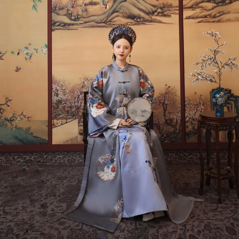 WYJN 6 Designs Qing Dynasty Empress Costume Gorgeous Full Embroidery Drama Hanfu Thematic Photograhy Cosplay Stage Performance