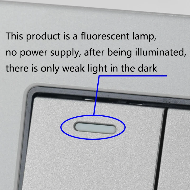 Wall Light Switch 1 2 3 4 Gang 110-250V Rocker Switch With Fluorescent Light Lamp Light Gray Grey Silver Stainless Steel Panel