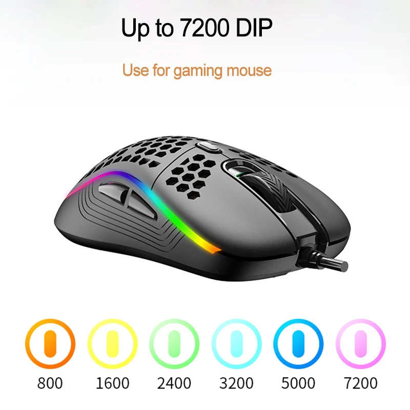 Wired Hole Mouse Game RGB Breathing Mause Peripherals Ergonomics Mice 7200 DPI Lol Mechanical USB Cellular Gaming For Gamer