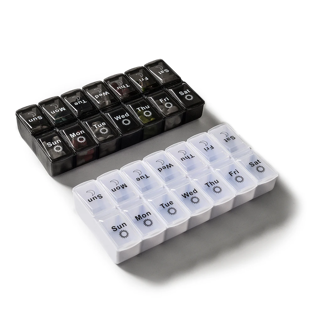 2 pack 7 days weekly pill case 28 grids medicine tablte dispenser organizer pill box pill storage organizer container