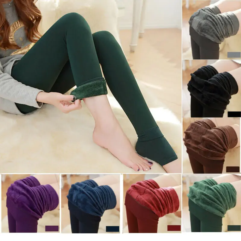 Womens Tights Winter Warm Fleece Lined Pantys High Waist Female Thermal Stretchy Slim Skinny Tights Solid Colors