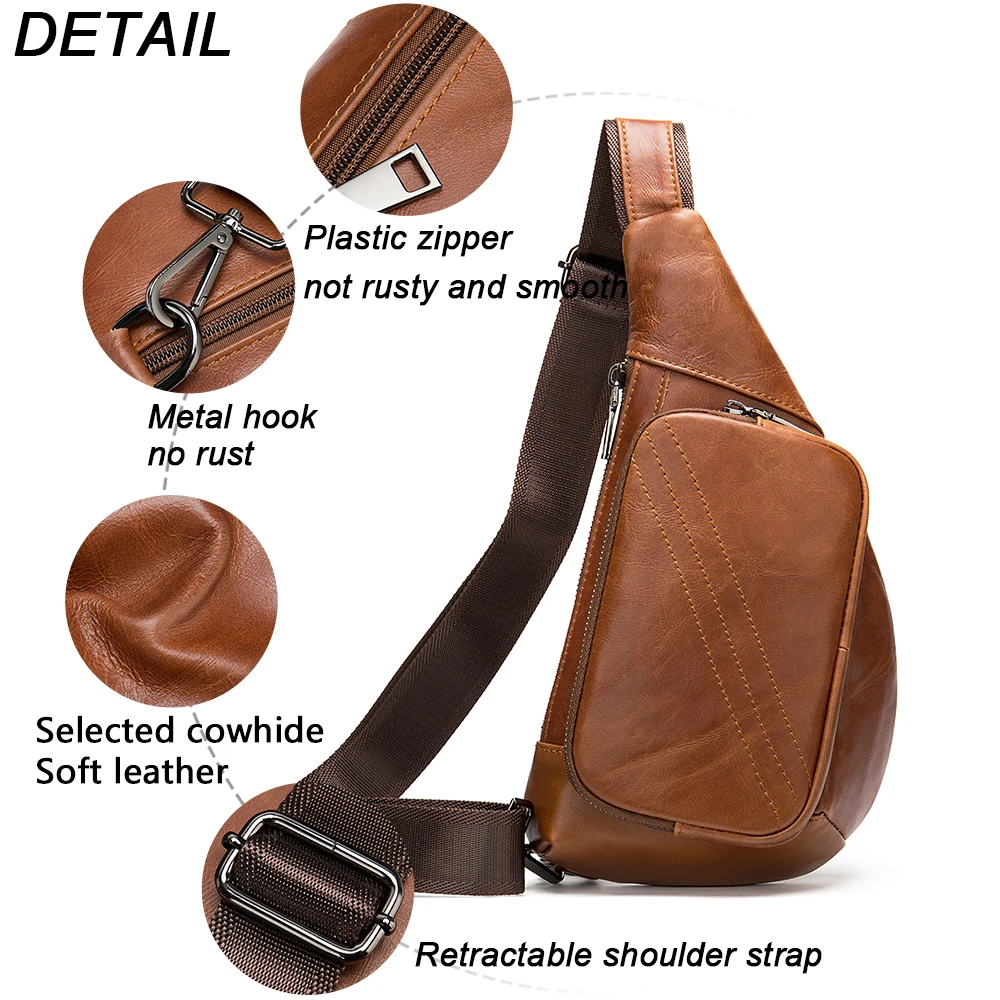 MVA  Genuine Leather Men\'s Shoulder Bag Men\'s Messenger Bag Small Crossbody Bags For Men Chest Pack Leather Sling Bags Men