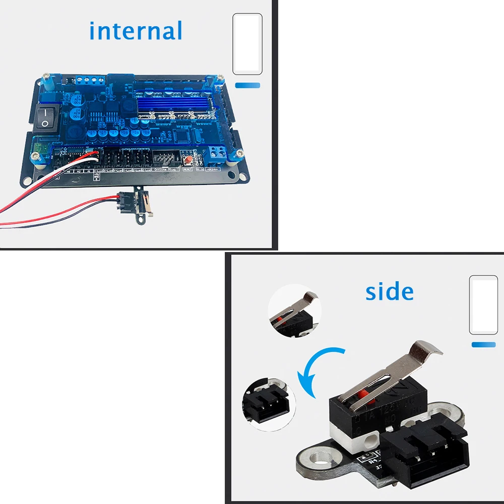 4 ピース/セット CNC ミニリミットスイッチ 3 ピンケーブル垂直リミットスイッチ、3018-PRO /3018-Max メタル/3018 プラス、制御上の 3p ポート付き