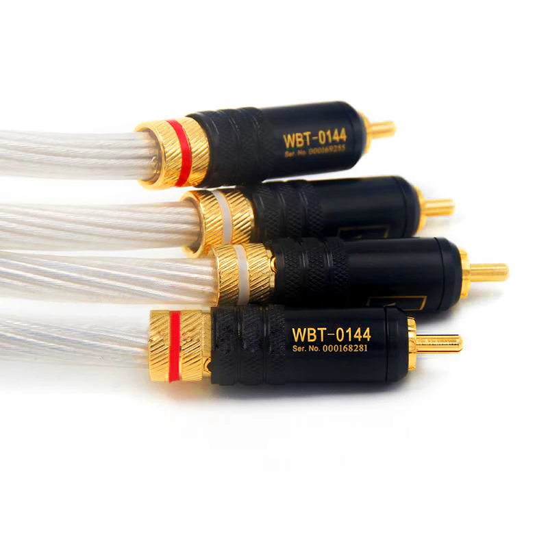 Pair 7N OCC RCA cable Silver Plated audio Wire WBT self locking Gold plated RCA plug for Amplifier DAC TV DVD