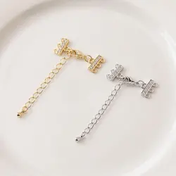 14K Gold-plated Necklace Chain with Zircon Charms for Jewelry Making Bracelet Diy Handmade Copper Accessories