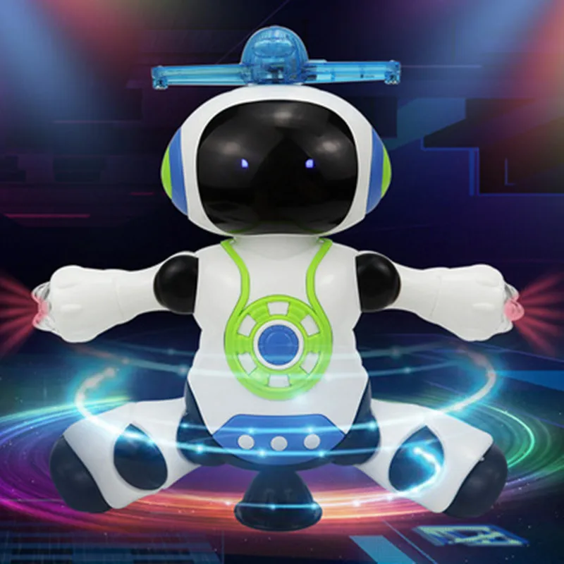 Dazzling Musik Roboter Pädagogisches Spielzeug Elektronische Smart Tanzen Roboter Musik 360 Grad Rotation Led-leuchten Figur Roboter Kinder Spielzeug