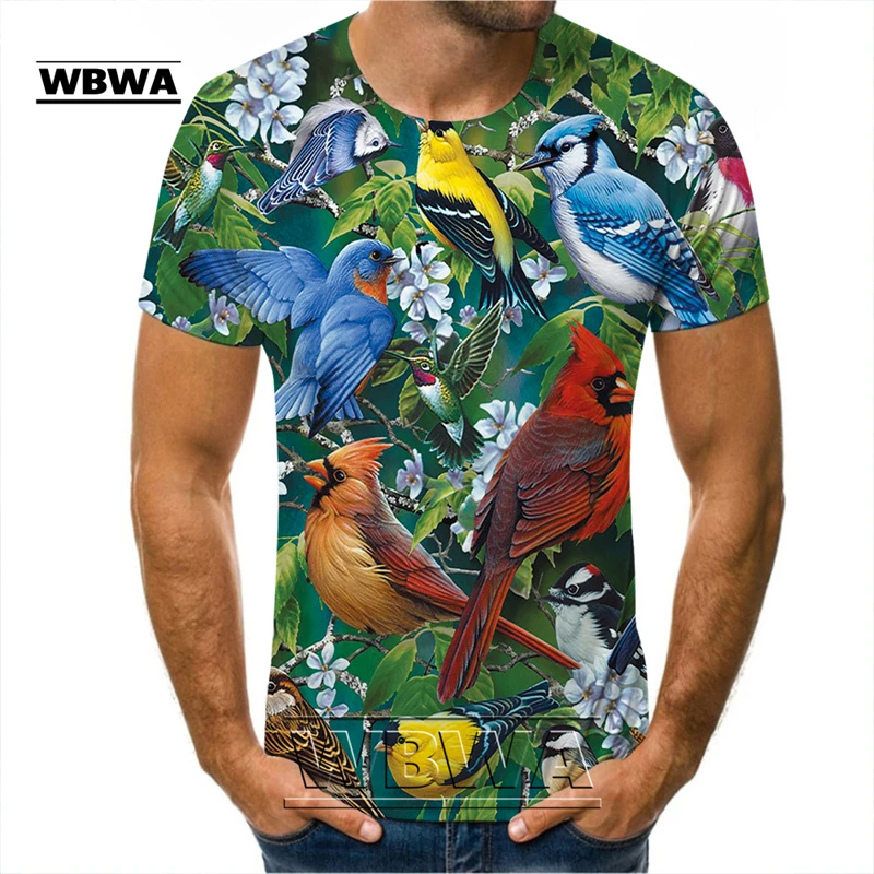 2021 Fashionable Men's Parrot T-shirt Eagle Bird 3D Printed T-shirt Men's Summer Short Sleeve Size Complete Funny TShirt Top