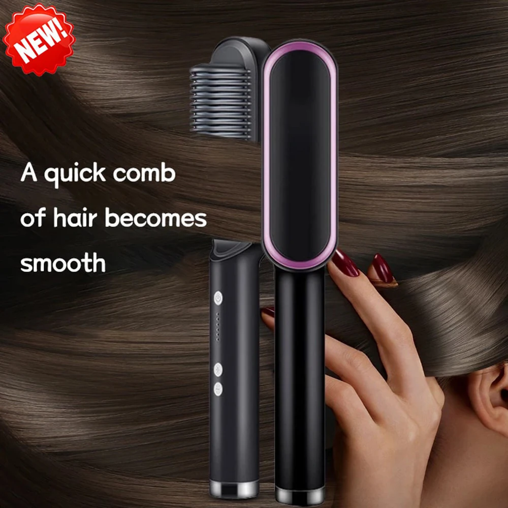 Professional Hair Straightener Brush For Dry & Wet Hair Smoothing Comb Styler Ionic Brush Straightening Hot Comb Curling