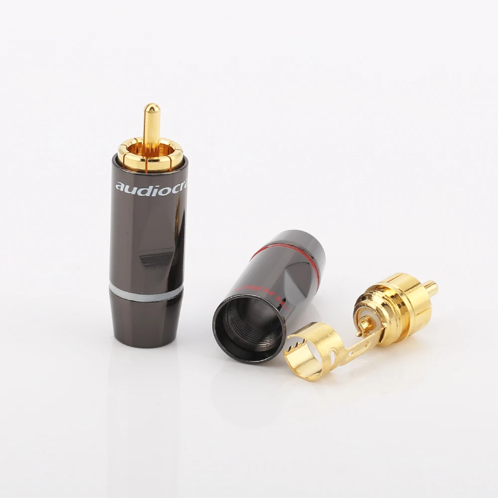 Hoge Kwaliteit 4 stks R003 24 k Soldeer vergulde RCA Conectors Vergulde RCA Plug Audio Mannelijke Connector Kabels