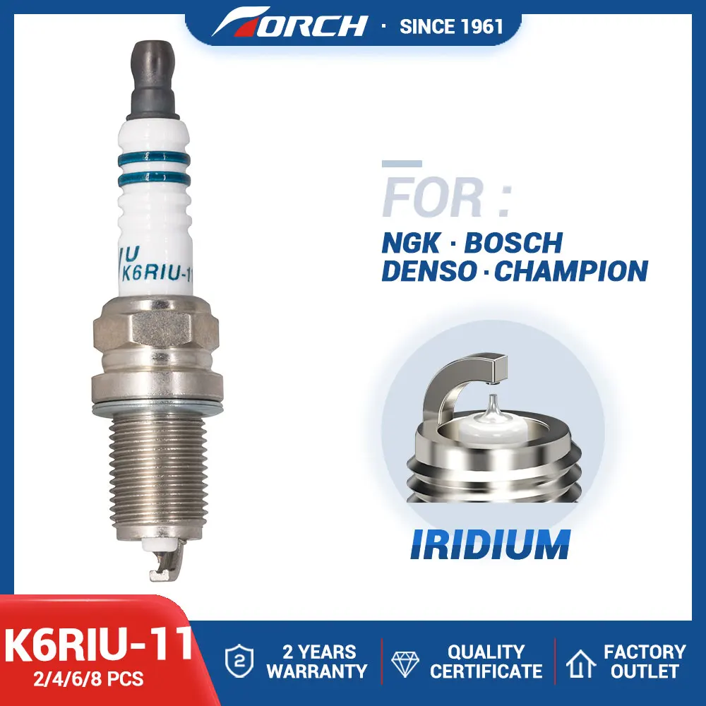 Automobile Motorcycle High Quality Ignition Spark Plug Iridium TORCH K6RIU-11 Candles for PFR6Y PFR5B-11 FR6EI