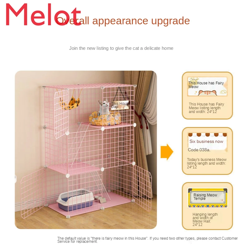 High-End Luxury Cat Cage Villa Oversized Free Indoor Dog Cage Cattery Household Three-Layer Small Cat Nest