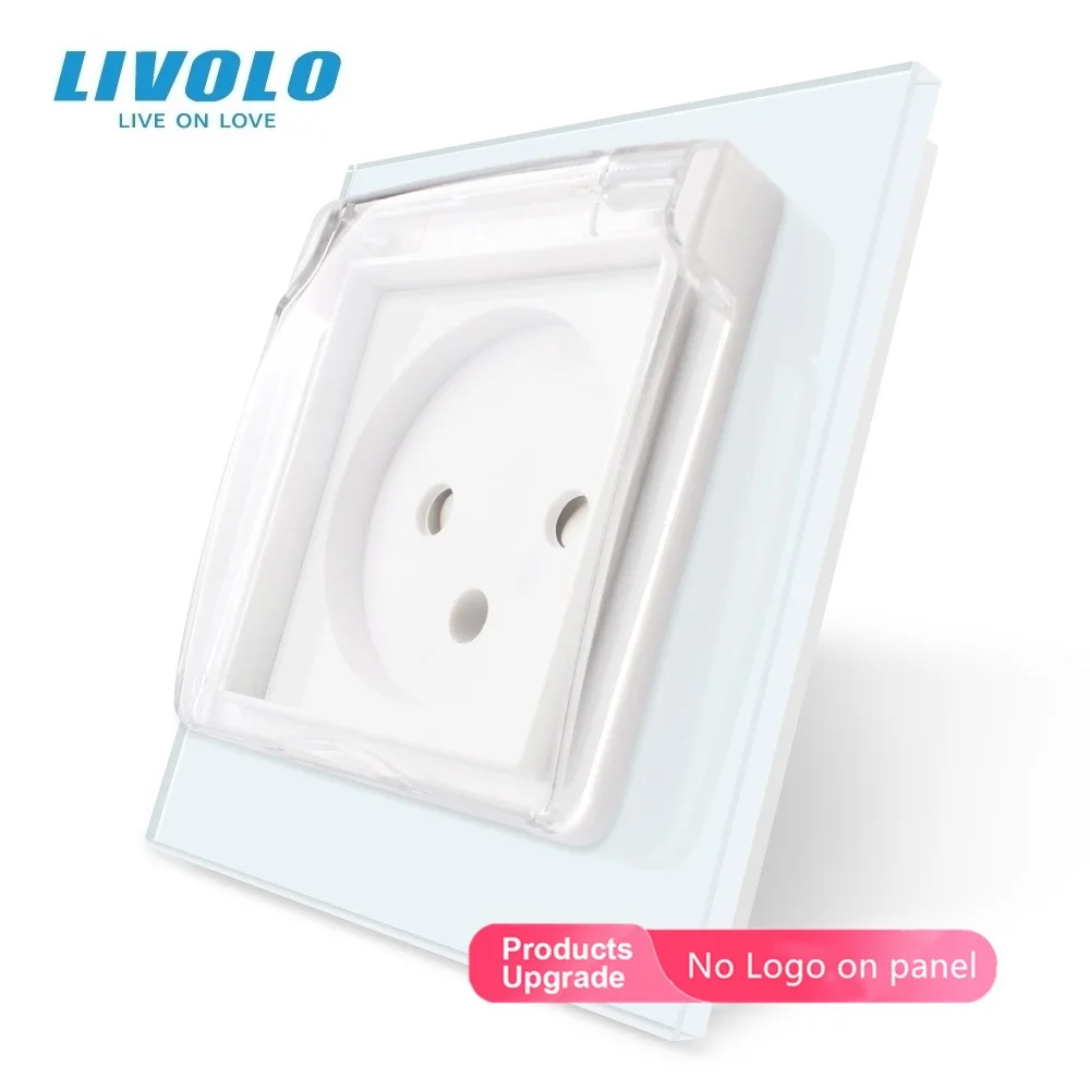 Livolo EU Standard Israel Power Socket,Crystal Glass Panel, AC 100~250V 16A, VL--C7C1ILWF,with the Waterproof Cover,Light Switch