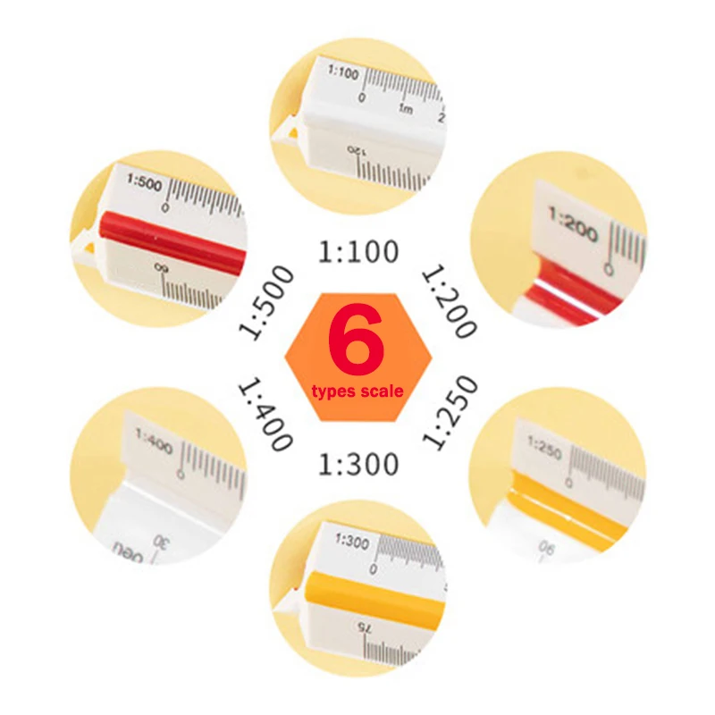 Regla de escala Triangular DEZI 1:20-1:500 regla recta de aleación/Metal/plástico 30cm arquitecto/ingenjero herramienta de medición de dibujo precisa