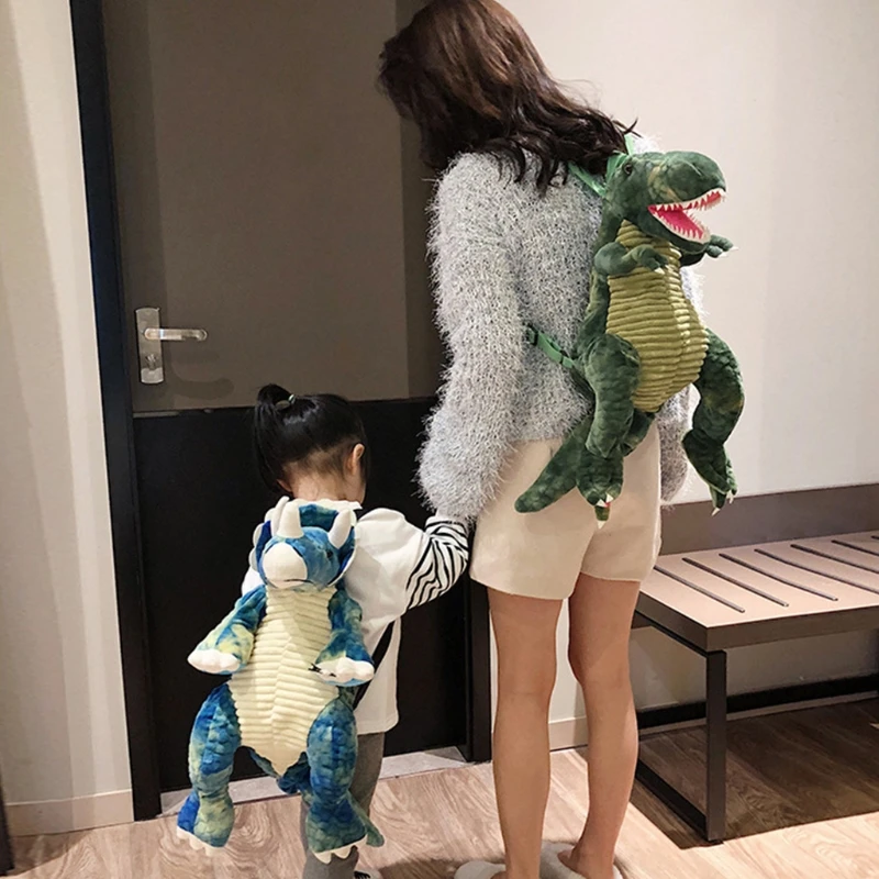 Ransel Dinosaurus 3D Kreatif Orangtua-anak Mode Baru Tas Punggung Mewah Kartun Hewan Lucu Tas Dinosaurus untuk Hadiah Anak-anak