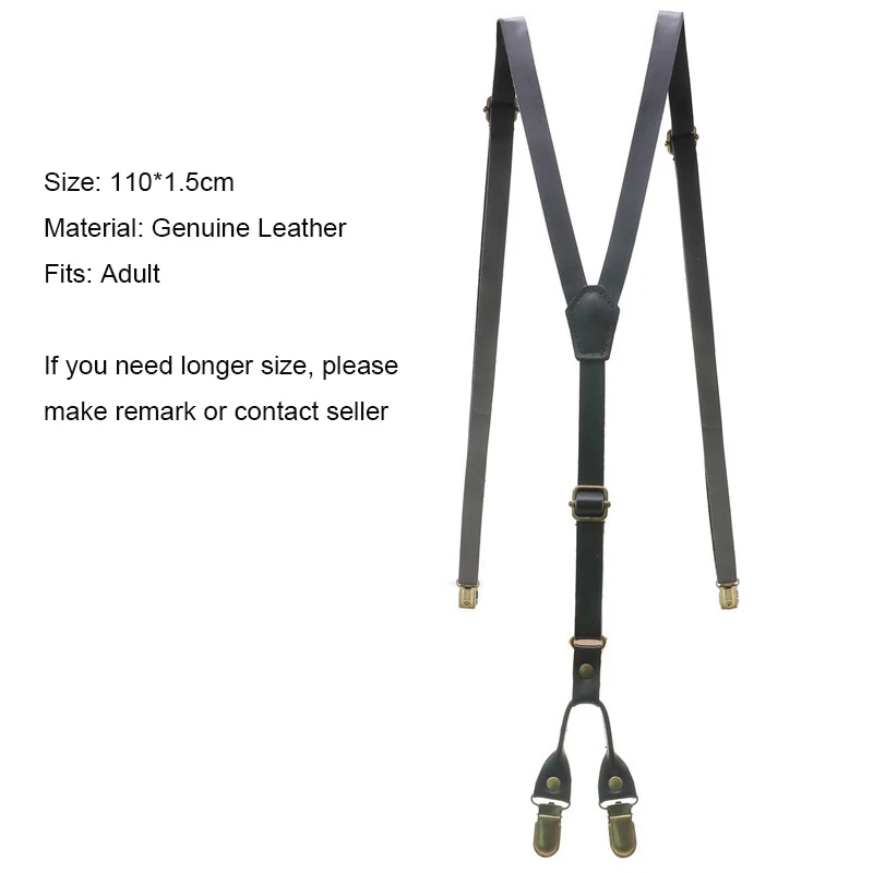 1.5cm Vintage British Retro Leather Tri-clamp Strap Genuine Leather Suspenders Men/Women Decorated Korean Narrow Braces