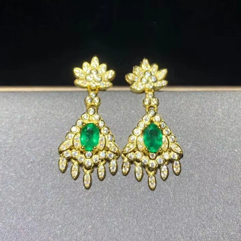 

CoLife Jewelry Vintage Emerald Eardrop for Party 4*6mm Natural Emerald Drop Earrings 925 Silver Emerald Jewelry Gift for Woman