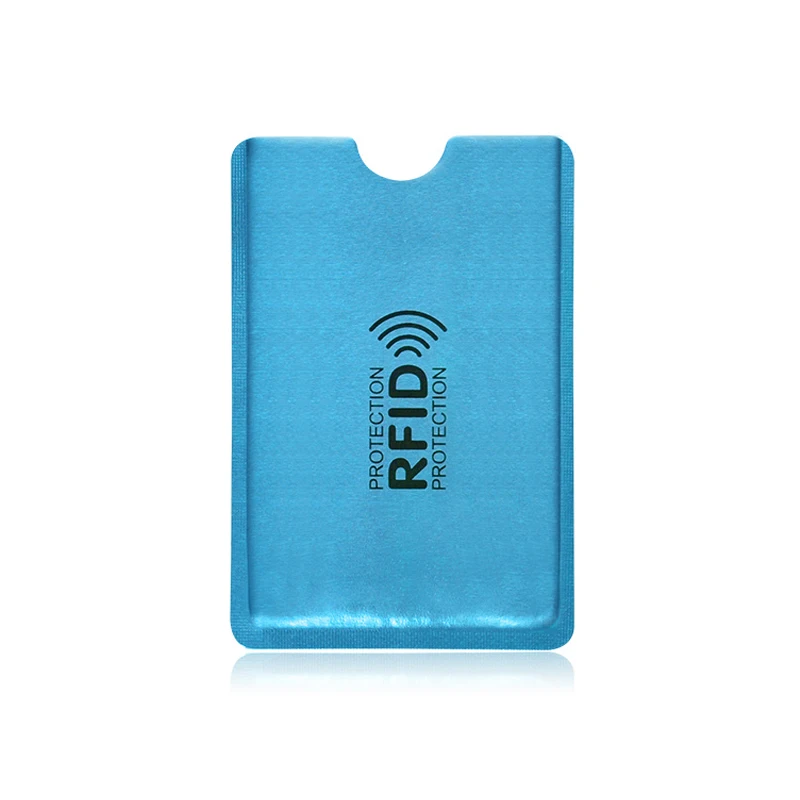 

Blue 100pcs Anti Rfid Card Holder NFC Blocking Reader Lock Id Bank Card Holder Case Protection Metal Credit Card Case Aluminium