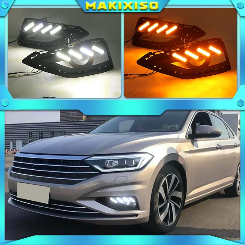 

1 Set 12v LED For Volkswagen VW Jetta Sagitar 2019 DRL Daytime Running Lights Daylight ABS Fog Lamp Cover