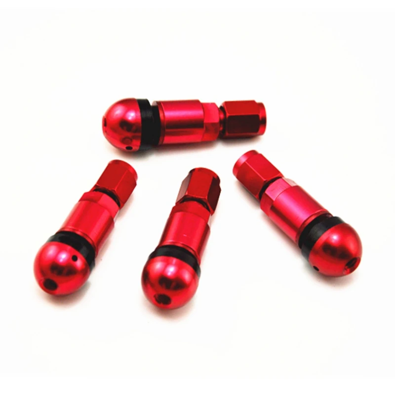 4pcs Bolt-in Aluminum Car Tubeless Wheel Tire Valve Stems With Dust Caps Blue Red Silver Black Gold