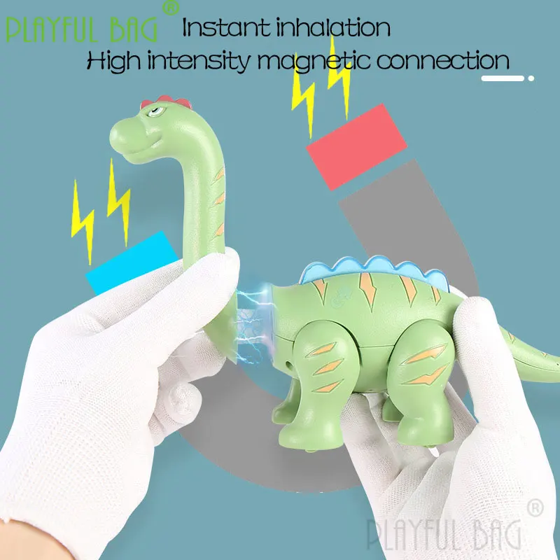 Montaż magnetyczny dinozaury zabawki tyranozaur Diy interaktywna gra inteligencja imitacja zwierzęcia blok dziecięcy prezent ud02