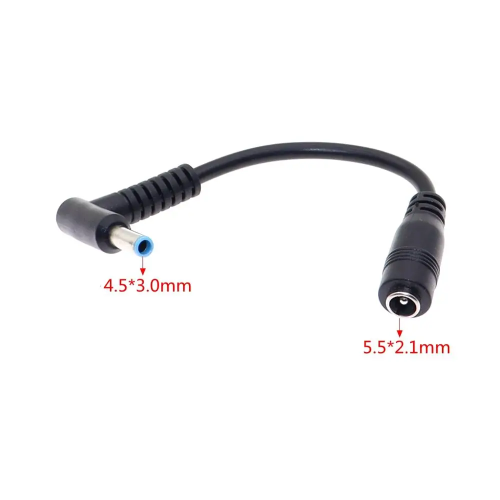 5.5*2.1mm To 4.5*3.0mm DC Power Charger Converter Adapter Right Angle Cable For HP Dell Blue Tips