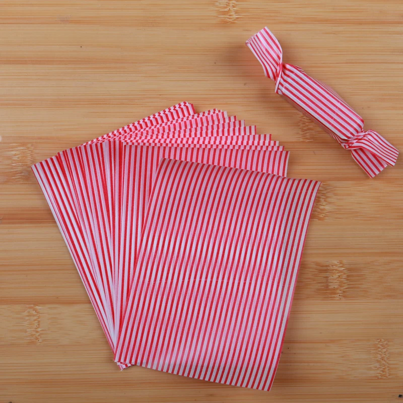 AQ 500 Red Pink Bar Line Simple Style Nougat Wrapping Paper Daily Festival Party Homemade Candy Soft nougat Twisting Wax Paper