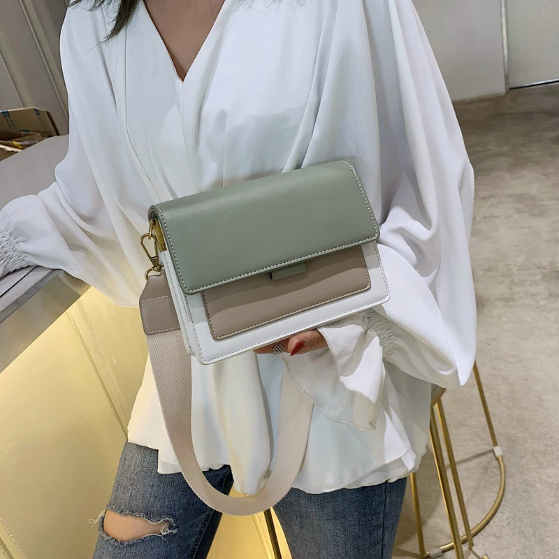 Contrast Color Leather Shoulder Bags For Women New Travel Crossbody Bag  Fashion Simple Shoulder Bag Ladies Flap Bag Handbag