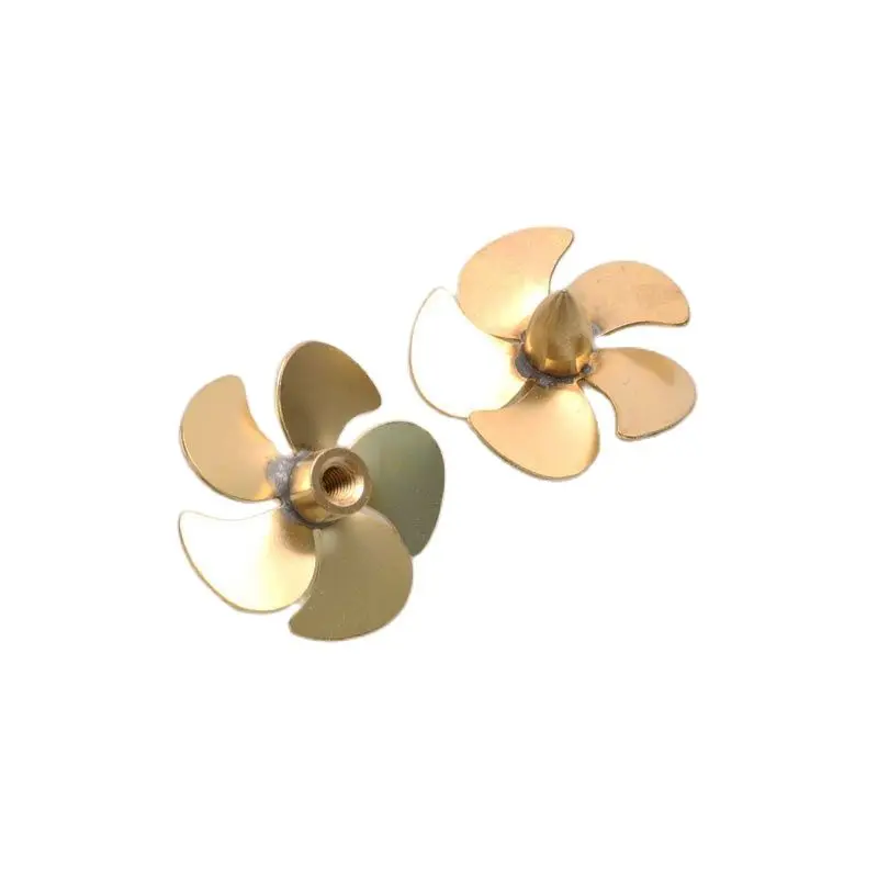 2PCS RC Simulation Boat Model Brass Propeller 5 Blades Paddle Diameter 31mm M4 Shaft Metal Paddles CW CCW Micro Props DIY Parts