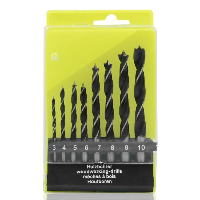 8pcs Rotonda Shank Legno Lavoro Punta del trapano Foro Seghe Cutter Tool Set Kit Per La Lavorazione del Legno Twist drill