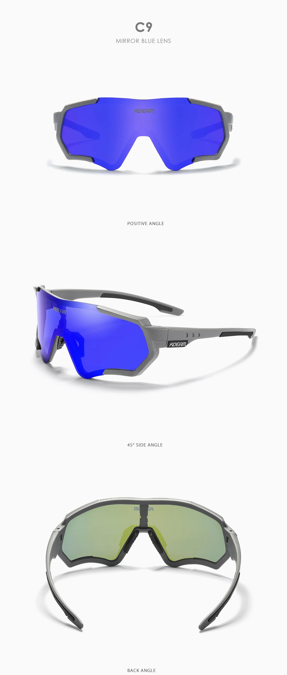 KDEAM Outdoor Sports Herren Sonnenbrille TR90 Polarisierte Sonnenbrille Flash Real Coating Sonnenbrille KD714 CE – Detail 25
