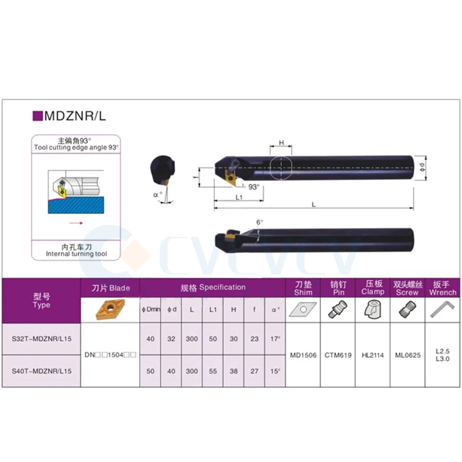S25S-MDZNR15 MDZNL15 portautensili per tornitura interna CNC + 10 pezzi DNMG tornio inserti in metallo duro resistente alle alte prestazioni robusto