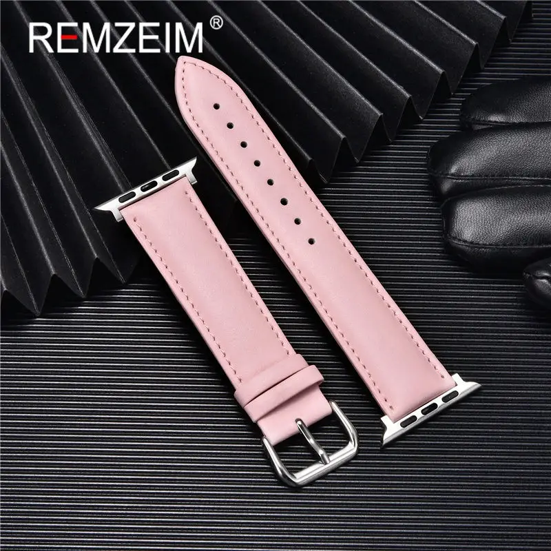 Calfskin Soft Leather Watchband  for Apple Watch Ultra 8 7 SE 6 5 4 3 2 1 Watchban Casual Replace Strap image 3