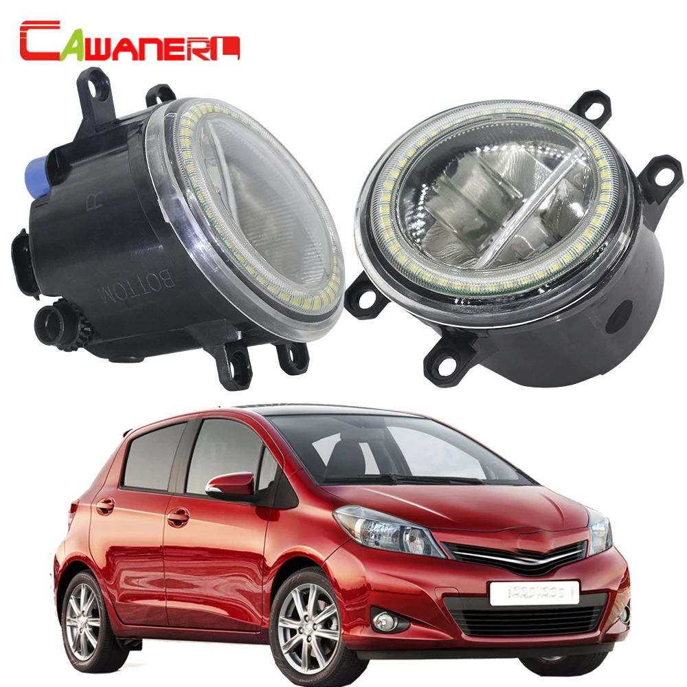 

Cawanerl For Toyota Yaris Hatchback 2006-2014 Car Accessories 4000LM LED Bulb Fog Light + Angel Eye Daytime Running Light 12V