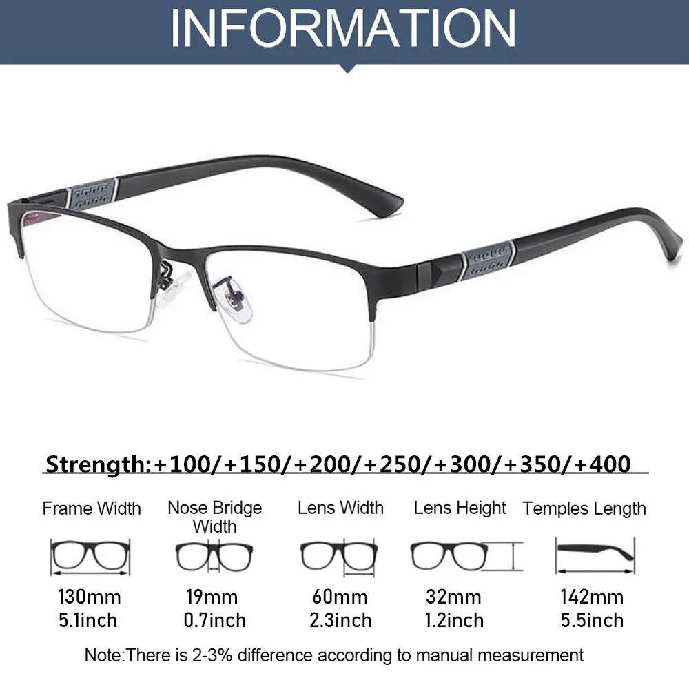 New Trend Reading Glasses Men and Women Half Frame PC Frame Diopters Business Office Men Prescription Glasses очки Oculos