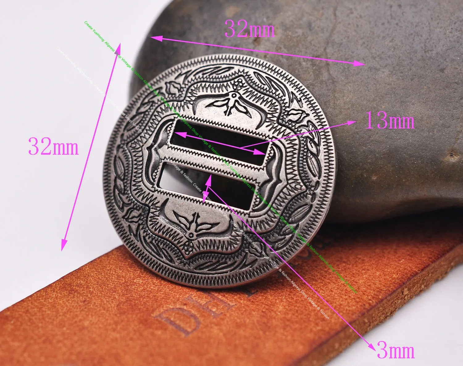 6X Western Cowboy Gold Sliver Saddles Tack Headstall Bridle Leathercraft Belt Hatband Slotted Conchos Buckle 1-1/4"