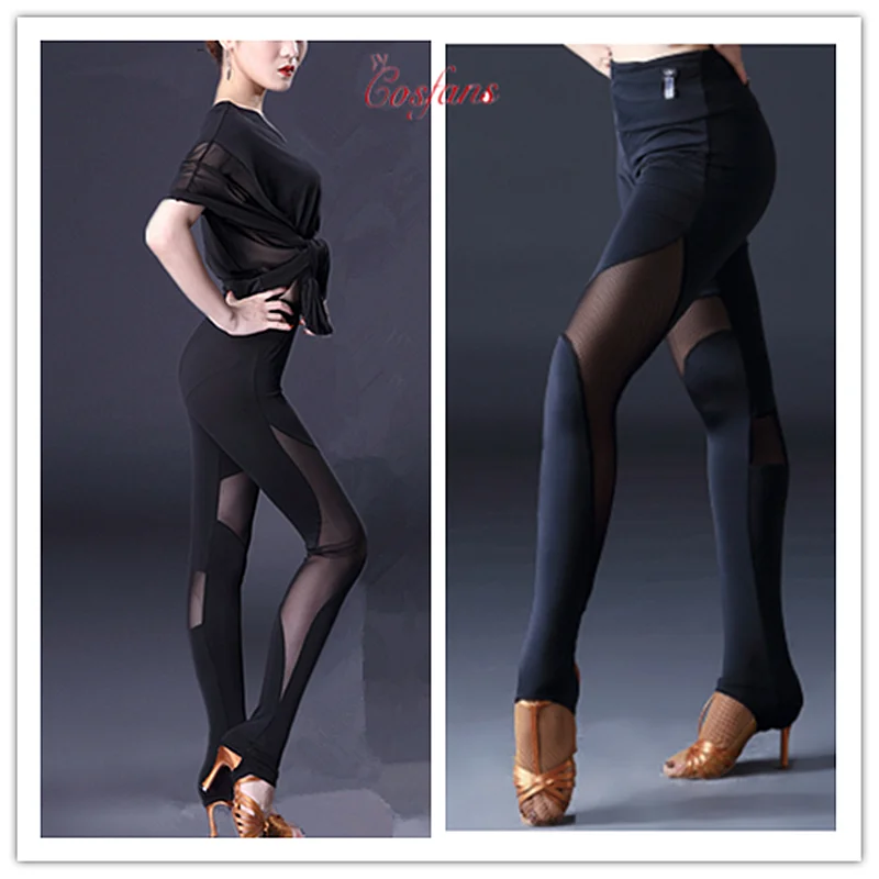 Spodnie do tańca latynoamerykańskiego dla pań Cha Cha Czarne spodnie Kobieta Czarne obcisłe spodnie Tancerka Cha Cha Latin Practice Wear Modern Dancing Clo