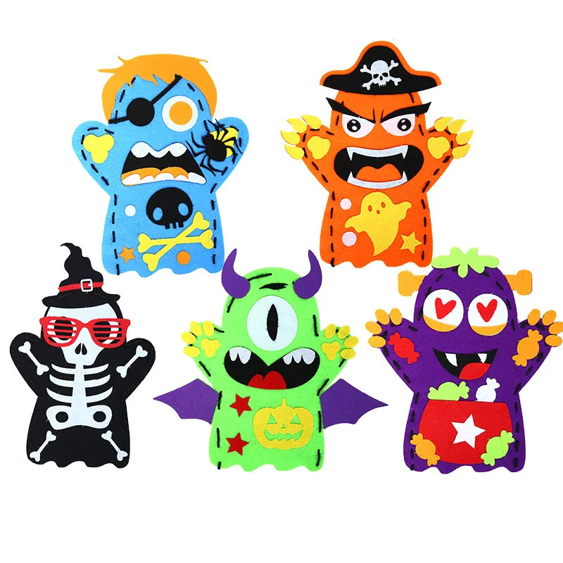 3Pcs Halloween Hand Puppet Art And Crafts For Kids DIY Manualidades Infantiles Knutselpakketten Kinderen Kinder Spielzeuge