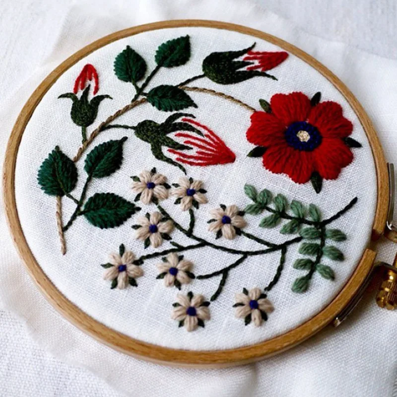 European Style Embroidery Novice Beginner Embroidered Material Package Flowers Embroidery Patterns DIY Cross Stitch Kit bordado