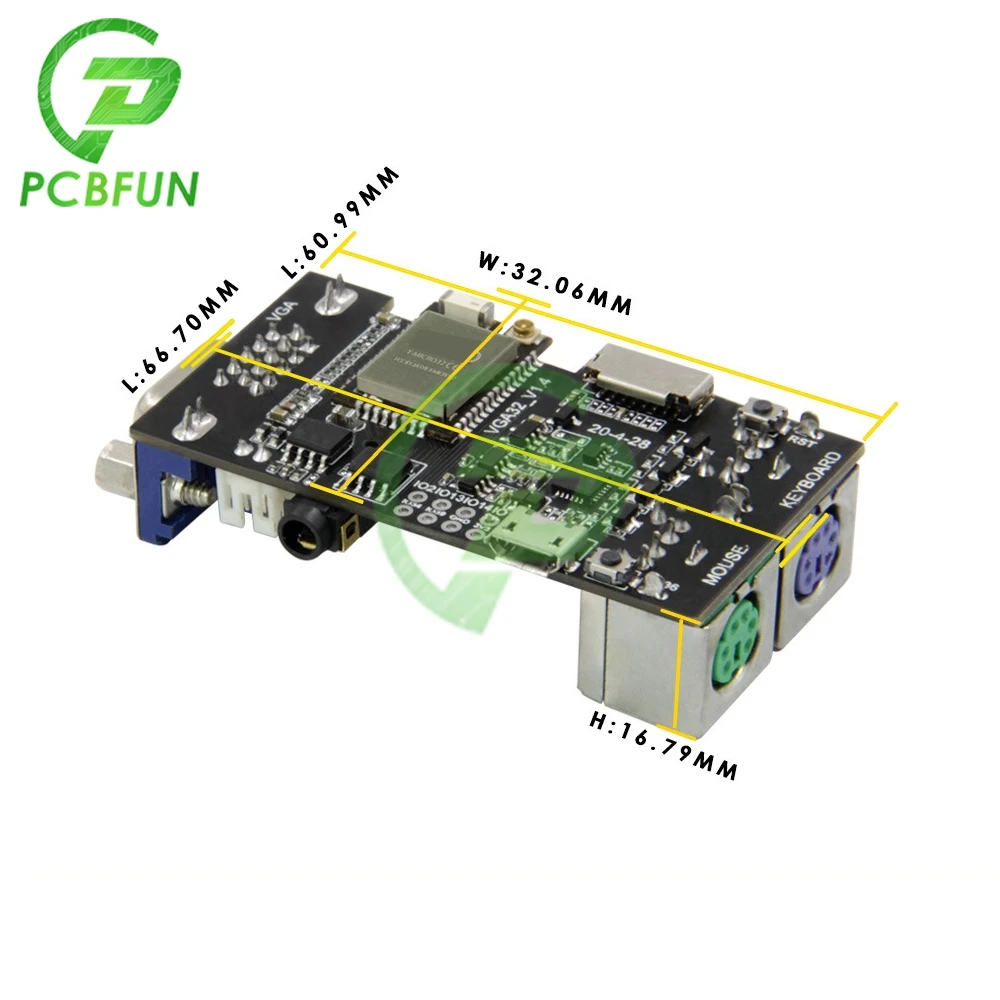 VGA32 V1.4 Controller PS/2 Mouse And Keyboard Graphics Library Game Engine And ANSI/VT Terminal USB to TTL CP2104 For The ESP32